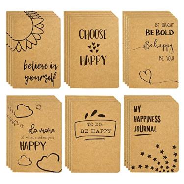 Imagem de Pacote com 24 diários com tema de felicidade, cadernos de papel kraft com 80 páginas pautadas para crianças, escritório, material escolar (10 x 14 cm)