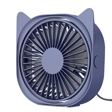 Imagem de Pequeno ventilador de mesa USB pessoal – Mini ventilador de mesa ultra silencioso para dormir no quarto, 3 velocidades, alimentado por USB, giratório, antiderrapante, bonito ventiladores de refrigeração portáteis para casa, escritório, desktop e dormitório (azul)