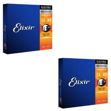 Imagem de Kit 2 Encordoamento Guitarra 011 Elixir Medium Nanoweb 12102 Made in USA