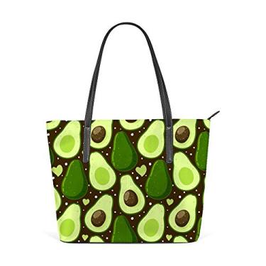 Imagem de Bolsa de ombro para mulheres, sacola de couro, bolsa grande para compras, trabalho, abacate, verde, bolsa casual