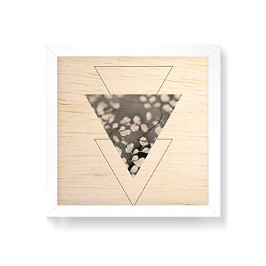 Imagem de Arte Maníacos Quadro decorativo com moldura caixa branca em Madeira - Folhas Geométrica Triângulo Preto e Branco - 30x30cm