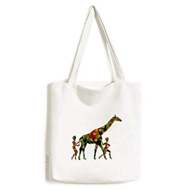 Imagem de Bolsa feminina africana aborígene negra girafa bolsa de compras casual bolsa de mão