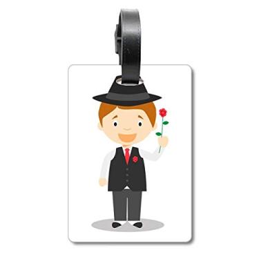 Imagem de Black Suit Argentina Bolsa de mala de desenho com etiqueta para cartão de bagagem