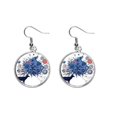 Imagem de Brinco feminino de alce de alce com folhas de alce para casal, brincos pendentes prateados