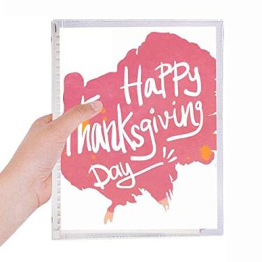 Imagem de Caderno com estampa de aquarela rosa para dia de Ação de Graças, diário de folhas soltas recarregável