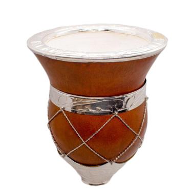 Imagem de Cuia De Chimarrao Fama Aranha C/ Bocal Ouro E Prata 120 Ara-S/Pe