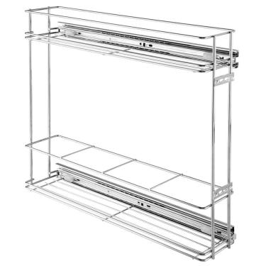 Imagem de Porta Condimentos Aço Inox Aramado Deslizante Garrafas Temperos Corrediça Lateral Telescópica