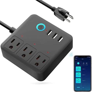 Imagem de Smart Plug Power Strip, WiFi Surge Protector Work with Alexa Google Home, Smart Outlets with 3 USB 3 Charging Port, Multi-Plug Extender for Home e Cru
