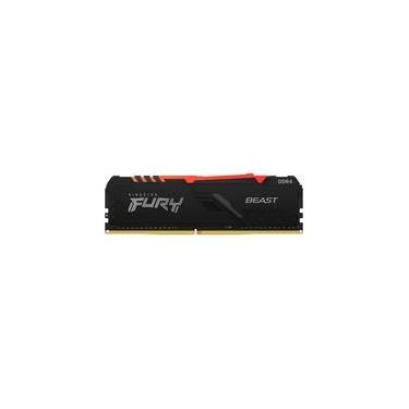 Imagem de Memória Kingston Fury Beast, RGB, 8GB, 3200MHz, DDR4, CL16, Preto - KF432C16BBA/8
