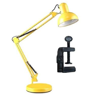 Imagem de Luminária Mesa 2x1 Metal Abajur Lâmpada Articulável Base Garra Flex MT-811c Cor: Amarelo