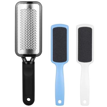 Imagem de Kit de 3 peças de lixa de pé colossal esfoliante de pés lixa de pé e lixa de calcanhar dupla face ferramentas de pedicure, removedor de calos, raspador de pés de aço inoxidável, ralador de pés para pele morta profissional