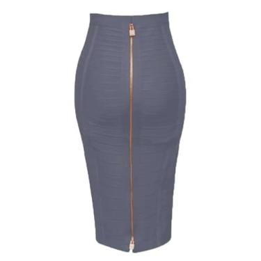 Imagem de RuuTe Cores Laranja Azul Preto Vermelho Branco Rosa Saia Feminina Verão, Cinza, G