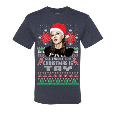 Imagem de wild custom apparel Camisetas feias de Natal All I Want for Christmas is Tay, Azul-mesclado vintage, G