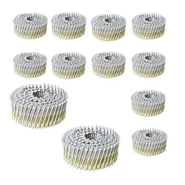 Imagem de Timunr 3600 Pregos de tapume de 15 graus, 6 cm x 0,92 polegadas, bobina de arame agrupado, haste de anel de cabeça redonda, galvanizada a quente