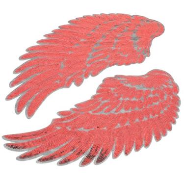 Imagem de Operitacx 1 Par remendos de lantejoulas aplique de asas vestido floral bordado ferro na camisas vermelhas DIY patch para roupas pasta de pano jeans jaqueta casaco fragmento vermelho