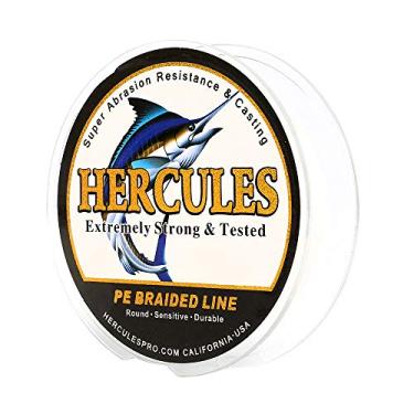 Imagem de Hercules linha de pesca trançada super fundida 8 fios de 10 lb a 300 lb teste para água salgada, 109/328/547/1094 jardas (100 m/300 m/500 m/1000 m), diamante.#0,12 mm-1,2 mm, desempenho de alto nível, cores variadas, Pesca esportiva, Branco, 20LB-0.20MM-328YDS(300M)-8 STRANDS