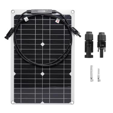 Imagem de CIADAZ Jogo portátil do painel solar de 20w 18v, painel solar flexível impermeável com conector de saída mc4 para carregar o iate do rv da bateria de carro 12v
