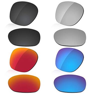 Imagem de LenzReborn Lente polarizada de substituição para óculos de sol Oakley Latch OO9265 - preto escuro + cinza prata + vermelho fogo + azul gelo