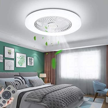 Imagem de Ventilador de teto LED com iluminação Moderno regulável 72W Ventilador de teto Ultra-silencioso invisível ajustável com velocidade do vento Luz do ventilador Quarto Sala de estar Restaurante