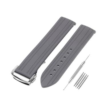 Imagem de SANDEIN Pulseira de relógio compatível com Omega Seamaster 300 AT150 Universe 007, fivela de aço de extremidade curvada, pulseira de substituição de borracha de silicone macio para pulseiras de