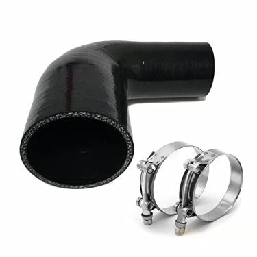 Imagem de AotoKoop Acoplador redutor de cotovelo universal de 4 camadas de alto desempenho de 90 graus, mangueira de silicone 6,3 cm a 7,6 cm (64 mm a 76 mm), para turbo/intercooler/tubulação de admissão com