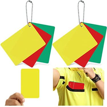 Imagem de 2 conjuntos de cartas de árbitro de árbitro de futebol conjuntos de cartas de árbitro de futebol cartas de árbitro de advertência atraso de ejeção de árbitro verde vermelho e amarelo para kit de