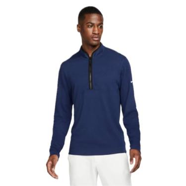 Imagem de Nike Camiseta masculina de golfe Dri-Fit Victory com meio zíper, Azul-marinho universitário/preto/branco, Small