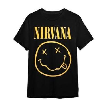Imagem de Camiseta Plus Size Nirvana Smile Preta Banda De Rock Unissex-Unissex