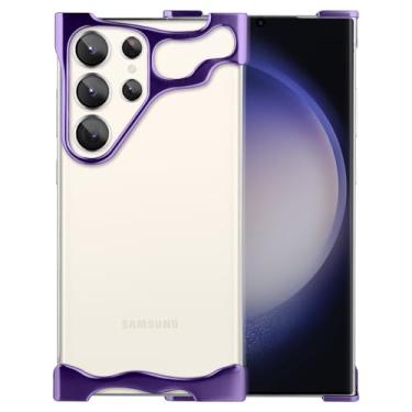 Imagem de aidvaia Capa de telefone Frameles para Samsung Galaxy S23 Ultra, capa protetora minimalista de absorção de choque, revestimento de alumínio de grau aeroespacial + incrustações de elastômero de ajuste
