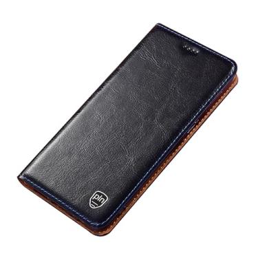 Imagem de POYUFRG Capa carteira para Huawei Pura 70 Ultra/70 Pro/70 Por+/70, flip magnético, retrô, capa fina de couro real com porta-cartões, azul, 70 por +