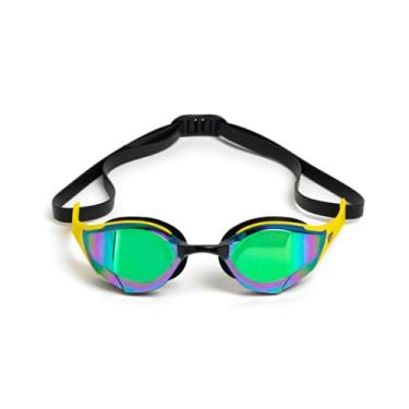 Imagem de ARENA Óculos de natação unissex Cobra Edge Swipe Antiembaçamento para homens e mulheres, Policarbonato espelhado, Esmeralda/Amarelo/Preto