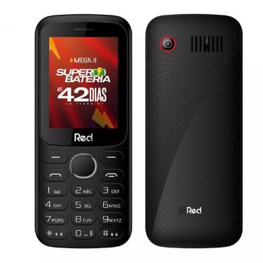 Imagem de Celular Red Mobile Mega II M010G Tela 2.4&quot; Câmera FM Wireless Vibracall Memória Expansível Até 32GB Preto-Vermelho