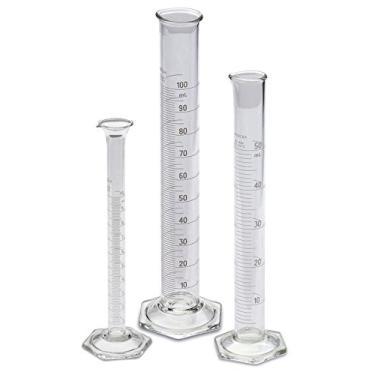 Imagem de Corning Conjunto de cilindros Pyrex Série 3024 - Pacote de cilindros de escala única métrica graduada de vidro "To Deliver" - 3 tamanhos - 50 ml, 100 ml, 250 mL