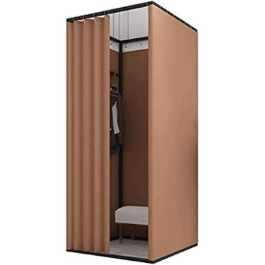 Imagem de Provador móvel de loja de roupas Provador quadrado de loja de roupas, vestiário móvel com cortina de sombreamento, vestiário temporário, vestiário com proteção de privacidade Divisória de te