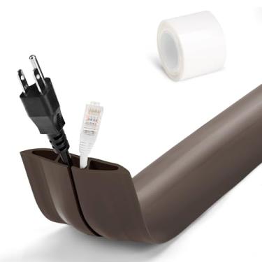 Imagem de LZEOY Escondedor de 1,5 m - Escondedor de cabo marrom para piso, capas de fio para cabos que impedem viagens de cabos, capa de cabo de piso, protetor de cabo de gerenciamento de cabos de alimentação,