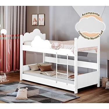 Imagem de Beliche Solteiro Montessoriana Nuvem Erika Branco Acompanha Luminária Led