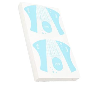 Imagem de Adesivo de Extensão de Arte de Unha Autoadesivo 100pcs Formulário de Guia de Unha Em PVC Azul para Salão de Beleza