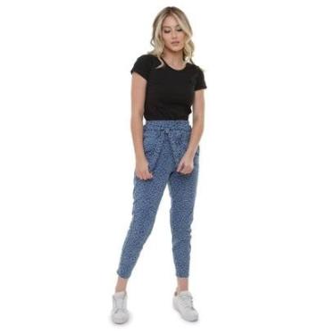 Imagem de Calça Jeans Clochard Feminina Animal Print Onça-Feminino