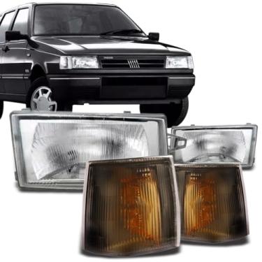 Imagem de Par Faróis Uno Lente de Vidro 1991 à 2002 + Piscas Fumê