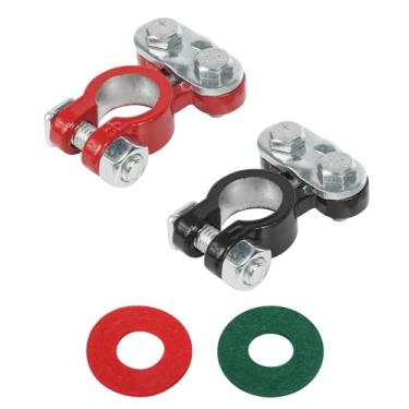 Imagem de bylikeho 2 peças de terminais de bateria, acessórios de carro, conectores de grampo de terminais de terminais de bateria de carro, anticorrosão, terminais superiores banhados e conjunto de arruelas,