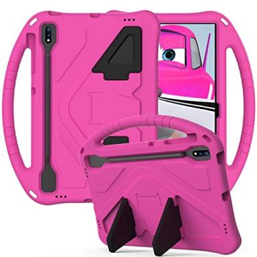 Imagem de Capa infantil para Samsung Galaxy Tab S7 FE/S7+/S8+/S9+ 12,4 polegadas, Techcircle leve, à prova de choque, espuma de EVA, com suporte robusto e suporte para Galaxy Tab S9 Plus 2023/S8 Plus 2022/Tab S7+ 2020, rosa