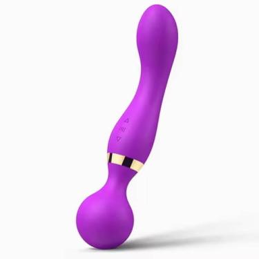 Imagem de Massageador Vibrador Elétrico Profissional de Silicone, Ponta Dupla, Velocidades Ajustáveis. Massageador Elétrico Profissional Recarregável USB com Velocidade Ajustável. Roxo.