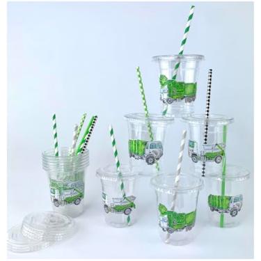 Imagem de Copos de festa de caminhão de lixo, decorações de festa grande, suprimentos de aniversário de lixo, conjunto de 12