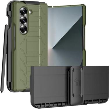 Imagem de Combo de capa e clipe de cinto para Samsung Galaxy Z Fold 6, capa Nakedcellphone e suporte para coldre [girar, suporte, compartimento S-Pen] para telefone Z Fold6 (SM-F956U, 2024) - verde oliva