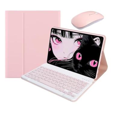 Imagem de Teclado Para Samsung Tab S7 Plus/S7 fe/S8 Plus-12.4in.com Capas+Mouse (Rosa, Teclado comum)