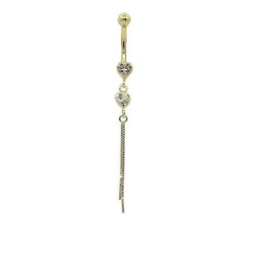 Imagem de Piercing de ouro 18k de Umbigo Duplo Coração - Elegancy Joias