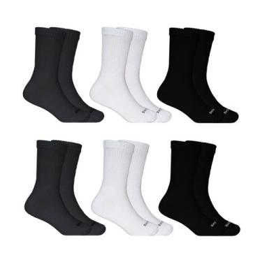 Imagem de Kit 6 Meia Cano Médio Infantil  Algodão Branco Preto Chumbo - TED SOCK