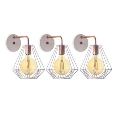 Imagem de Kit 3 Arandelas Interno Aramado Cristal 24cm Decorações - IDEALLUME, B