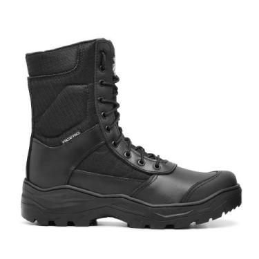 Imagem de Coturno Masculino Militar Couro Acerto Selva Cano Alto - Acero, Preto,