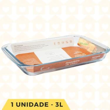 Imagem de 1 UN - Travessa Vidro Retangular 3L Vidro Resistente Cozinha - CasaVit